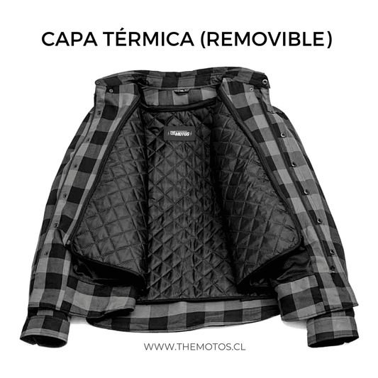 Camisa Moto «FLANNEL RIDER»™ Gris (Thermal Edition)